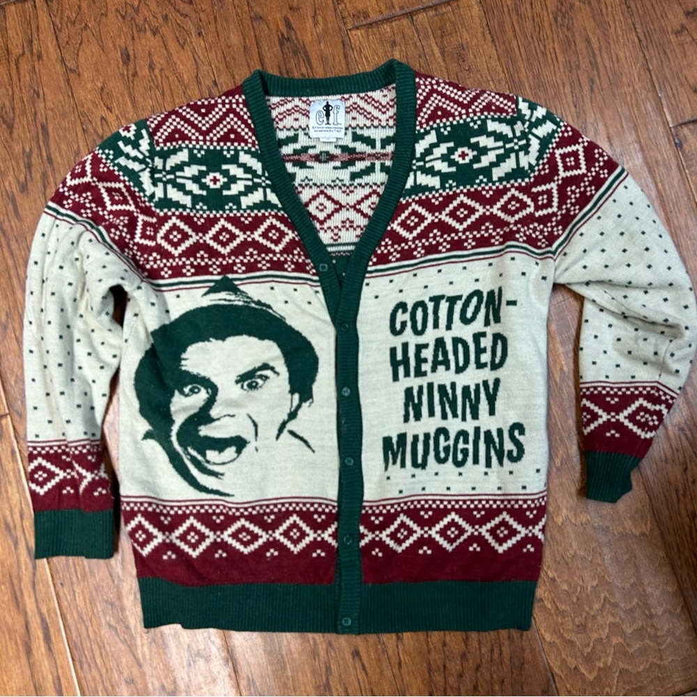 elf Nordic holiday ugly fair isle Cotton-Headed Ninny Muggins‎ Sweater